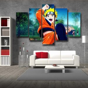 Lively Kid Naruto Uzumaki Fan Art 5pcs Wall Art Decor Canvas