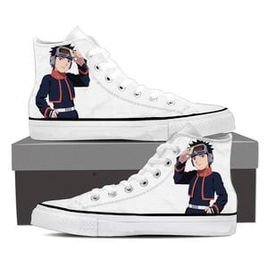 Naruto Anime Obito Uchiha Fan Art Print White Sneakers Shoes