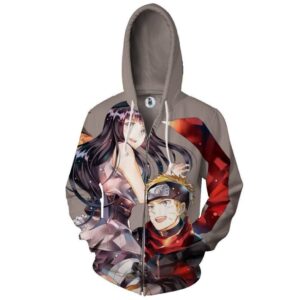 Naruto And Hinata Happy Couple Full Print Zip Up Hoodie
