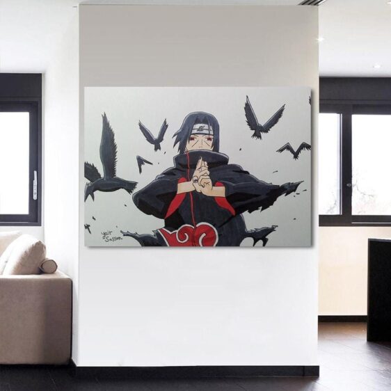 Naruto Anime Uchiha Itachi Jutsu Hand Sign White 1pc Canvas