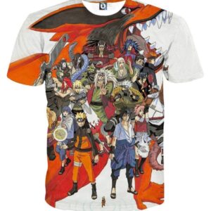 Naruto Japan Anime Cover All Characters Amazing Cool T-Shirt