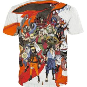 Naruto Japan Anime Cover All Characters Amazing Cool T-Shirt