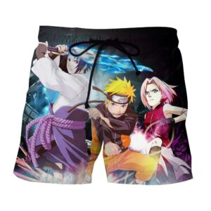 Naruto Sasuke Sakura Team 7 Shippuden Anime Cool Shorts