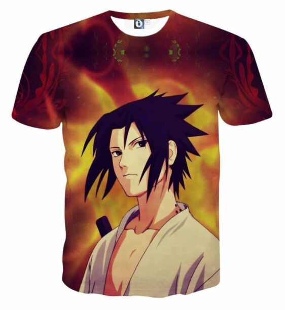 Naruto Shippuden Sasuke Uchiha Fire Release Cool T-Shirt