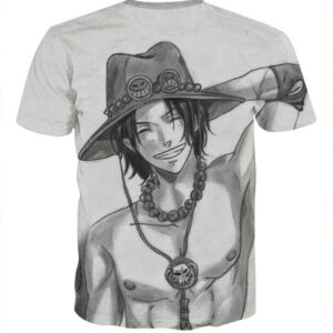 One Piece Ace Pencil Sketch Style Cool Design T-shirt