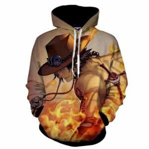 One Piece Awesome Ace Fire Fist Burning Around Hoodie