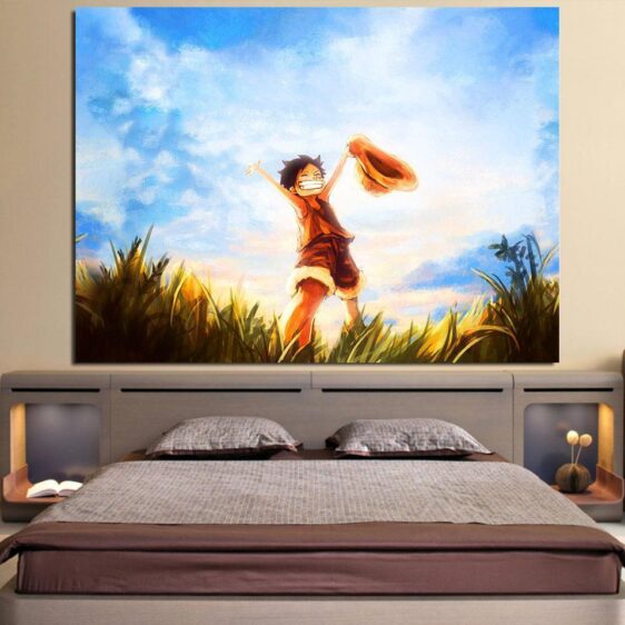 One Piece Happy Young Monkey D Luffy Sunset 1pc Canvas Print