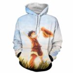 One Piece Happy Young Monkey D. Luffy Sunset Scenery 3D Hoodie