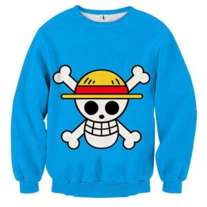 One Piece Straw Hat Pirate Logo Awesome Blue Sweatshirt