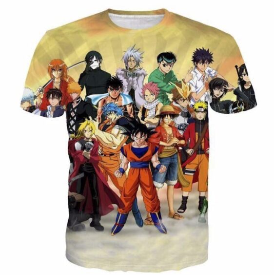 Popular Strongest Japanese Hero Squad Anime Characters 3D T-shirt