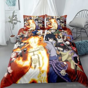 Naruto Shippuden Anime Main Characters Red Bedding Set