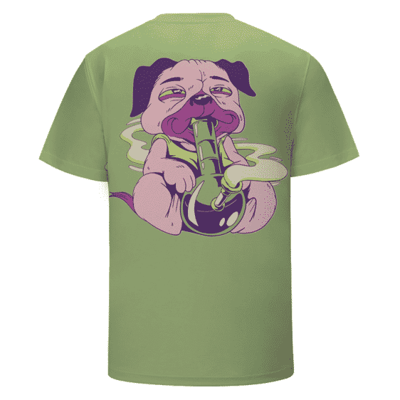 Cute Smoked Up Pug Out of a Bong Green 420 Marijuana T-shirt