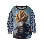 DBZ Trunks Samurai Fan Art Japanese Pattern Kids Sweatshirt