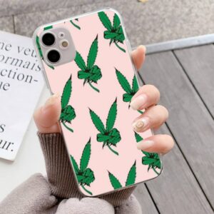 Cannabis Leaves Bring Peace Transparent iPhone 12 Case