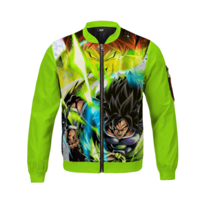 Dragon Ball Z Broly Fury Colorful Graphic Mint Bomber Jacket