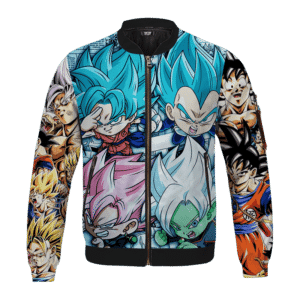 Dragon Ball Z Goku Kakarot Chibi Comic Art Saiyan Bomber Jacket