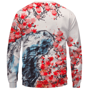 Japanese Art Painting Cherry Marijuana Blossoms 420 Sweater