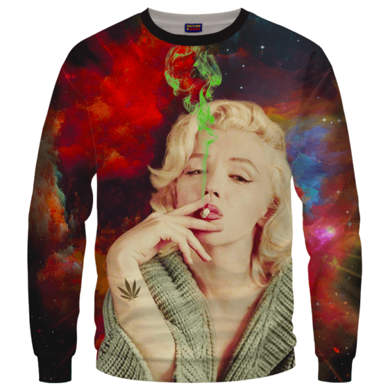 Marilyn Monroe Smoking Weed Amazing Rainbow Art Crewneck Sweatshirt