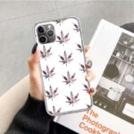 White Weed Leaf Pattern iPhone 12 (Mini, Pro & Pro Max) Case