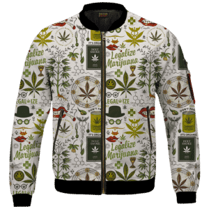Legalize Marijuana Seamless Pattern Dope Art Bomber Jacket