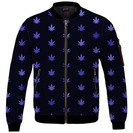 Marijuana Cool And Awesome Pattern Navy Blue Bomber Jacket