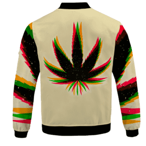 Marijuana Weed Trippy Colors Cool Awesome Bomber Jacket - back