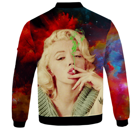 Marilyn Monroe Smoking Weed Amazing Rainbow Art Bomber Jacket - BACK