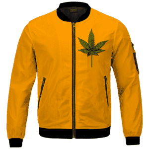 Minimalist Real Marijuana Leaf Awesome 420 Bomber Jacket