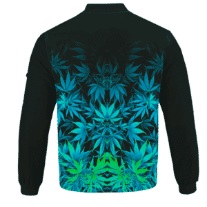 Vibrant Green Fading Marijuana Hemp 420 Kush Bomber Jacket Back