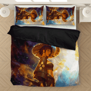 Beautiful Samurai Girl Smoking Galaxy Art Adorable Bedding Set