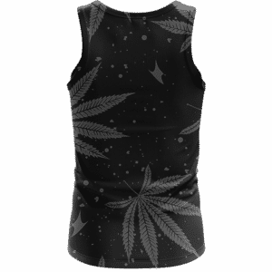 Hippie Skull Awesome Marijuana Leaves Pattern Black Tank Top - Back