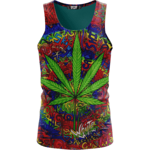 Hippie Style Colorful Marijuana Design Trippy Dope Tank Top