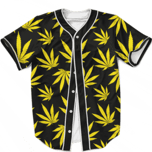 Marijuana Cool Yellow Black Pattern Awesome Baseball Jersey