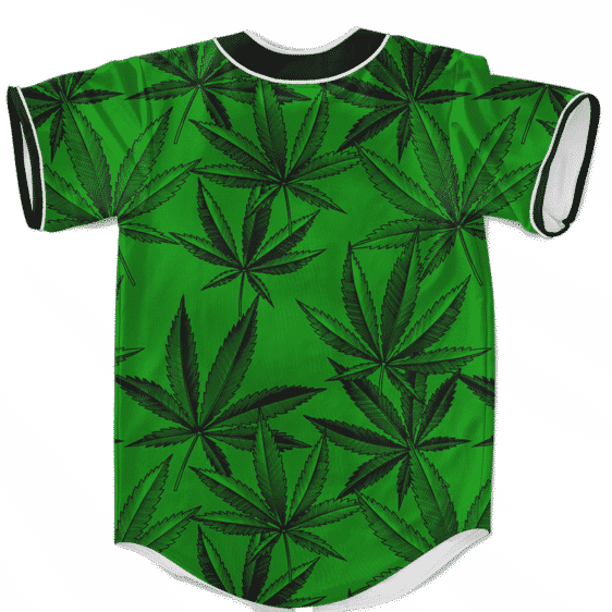 Marijuana Leaves Dope Dark Green Minimalist Baseball Jersey