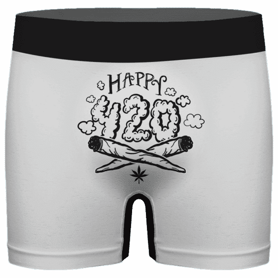 Happy 420 Joint Weed Marijuana White Men's Underwear