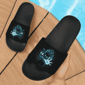 Dragon Ball Z Vegeta Super Saiyan Blue Trippy Silhouette Dope Slide Sandals