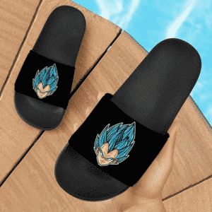 Dragon Ball Z Vegeta Super Saiyan Blue Vectorized Art Black Slide Slippers