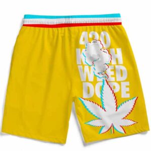 3D Five Fingered 420 Kush Dope Marijuana Yellow Boardshorts