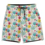 Bubbly Marijuana Weed Hemp Print Awesome Men's Beach Shorts