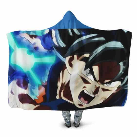 Dragon Ball Goku Ultra Instinct Kamehameha Wave Hooded Blanket