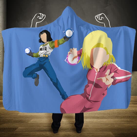 Dragon Ball Super Android 17 And 18 Vector Art Hooded Blanket