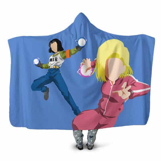 Dragon Ball Super Android 17 And 18 Vector Art Hooded Blanket