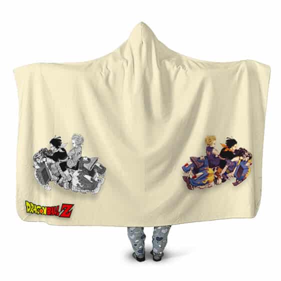 Dragon Ball Z Android 17 & 18 Colored And BW Hooded Blanket