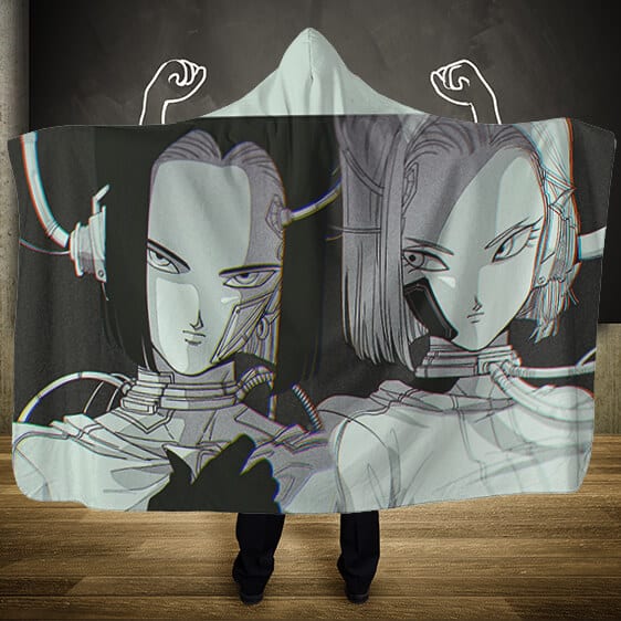 Dragon Ball Z Android 17 And 18 Patched Up Hooded Blanket