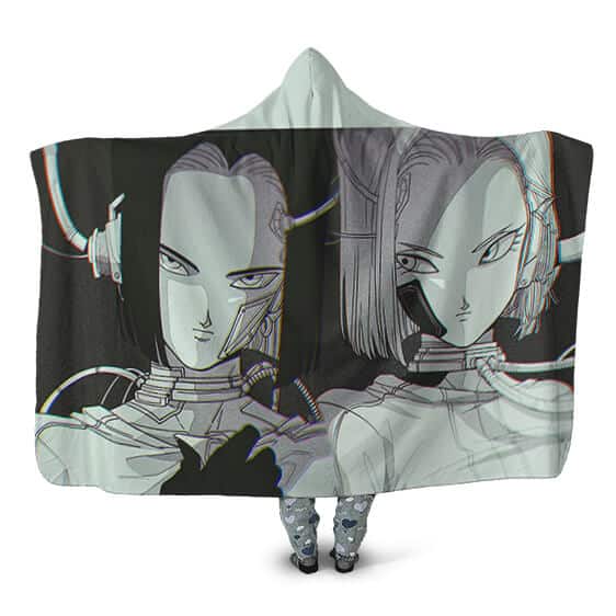 Dragon Ball Z Android 17 And 18 Patched Up Hooded Blanket