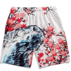 Japanese Art Painting Cherry Marijuana Blossoms 420 Beach Shorts