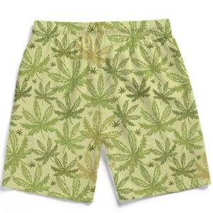 Breezy Marijuana Hemp Seamless Pattern Men's Beach Shorts