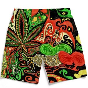 Trippy Reggae Colors 420 Marijuana Leaf Dope Surfer Boardshorts