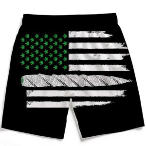 Weed US Flag Joint 420 Marijuana Dope Ganja Dope Beach Shorts