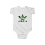 Green Leafy 420 Weed Adidas Logo Cool Marijuana Baby Onesie